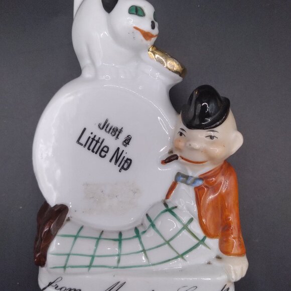 Vintage Naked Lady Porcelain & Celluloid Clown Bottle Stoppers & Bottle - Picture 9 of 14